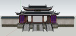 庙门建筑草图大师SU模型