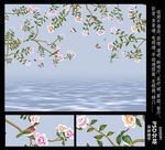 高清大型壁画手绘花鸟