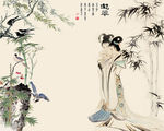 经典中式凝萃花鸟背景墙