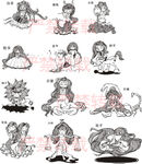 古典12星座线描手绘卡通人物图
