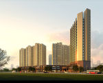 黄昏群房商业街建筑效果图
