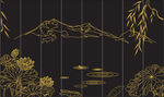 山水屏风 国画 线描