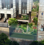 小区一角鸟瞰建筑效果图