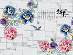 彩雕牡丹花