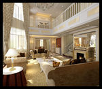 欧式别墅客厅效果图