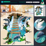 3d海洋 3d瀑布 海豚