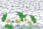 3d背景墙荷花