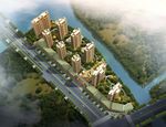 江边住宅区鸟瞰建筑效果图