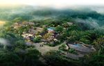 休闲山庄养生阁鸟瞰建筑效果图