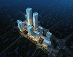 夜景商业广场鸟瞰建筑效果图