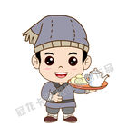 卡通可爱店小二矢量图
