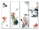 荷花屏风