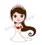 卡通婚纱新娘矢量插图