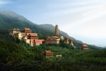 山间寺庙建筑效果图