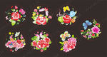 蝶恋花镜面花纹图
