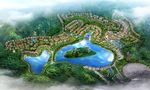 天堂寨别墅区鸟瞰建筑效果图