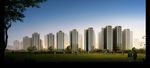 住宅区黄昏建筑效果图