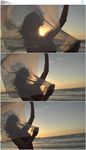 夕阳海边白纱美女