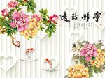 宁静致远彩雕牡丹