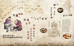 手绘古代人物老北京火锅文化餐厅