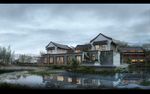雨景客栈建筑效果图
