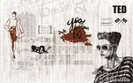 时尚手绘美女个性字母