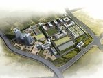 现代工厂鸟瞰建筑效果图