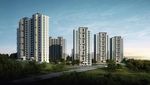 海边高层住宅区建筑黄昏效果图