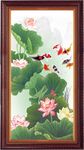 荷花九鱼图