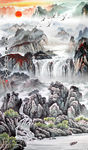 山水国画 竖幅