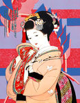 和服女人插画分层
