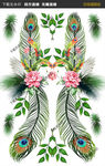 孔雀羽毛花卉印花