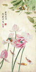 出水芙蓉国画玄关电视背景墙背景