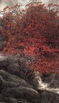 玄关国画满山红