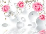 玫瑰花倒影