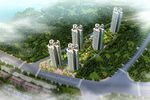 高层住宅小区鸟瞰建筑效果图