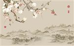 中式玉兰花背景墙