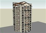 西班牙风格高层建筑草图大师SU