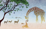森林草原长颈鹿麋鹿背景墙