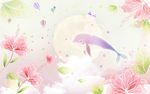 梦幻花卉卡通插画