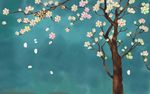 手绘玉兰花鸟图装饰画