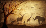 欧式复古欧式麋鹿森林背景墙装饰