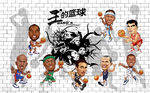 Q版球星篮球装饰画背景墙