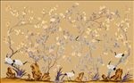 手绘工笔花鸟背景墙