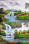 油画风景玄关背景墙