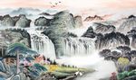 山水国画电视背景墙