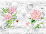 3D墙砖玫瑰花