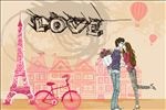 高清卡通情侣LOVE背景墙