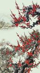 一枝梅玄关背景墙国画