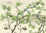 手绘花鸟壁画